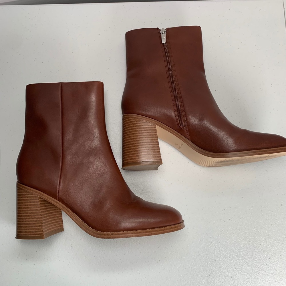 Marc Fisher Lysia Brown Leather Ankle Boots Size 11 - Picture 7 of 10